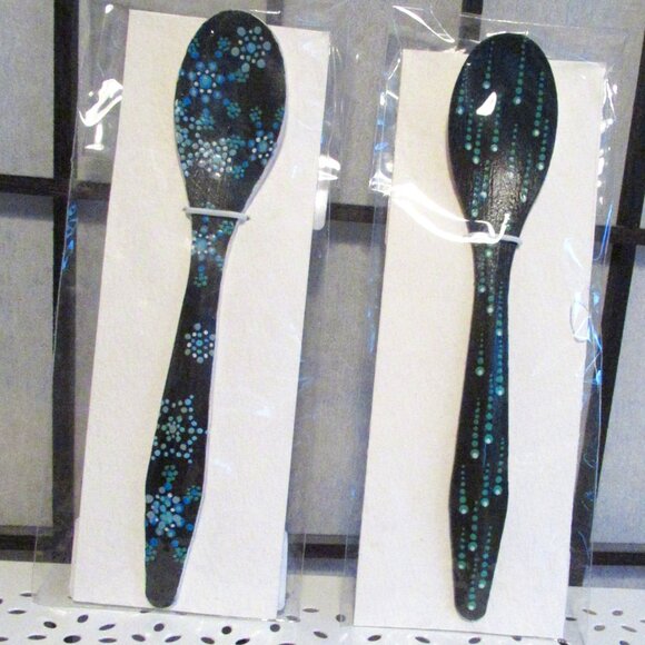 Rain & Snow,  Kitchen accents, Tea Lovers, Handcrafted, Dots, Original, Spoons - Picture 1 of 3
